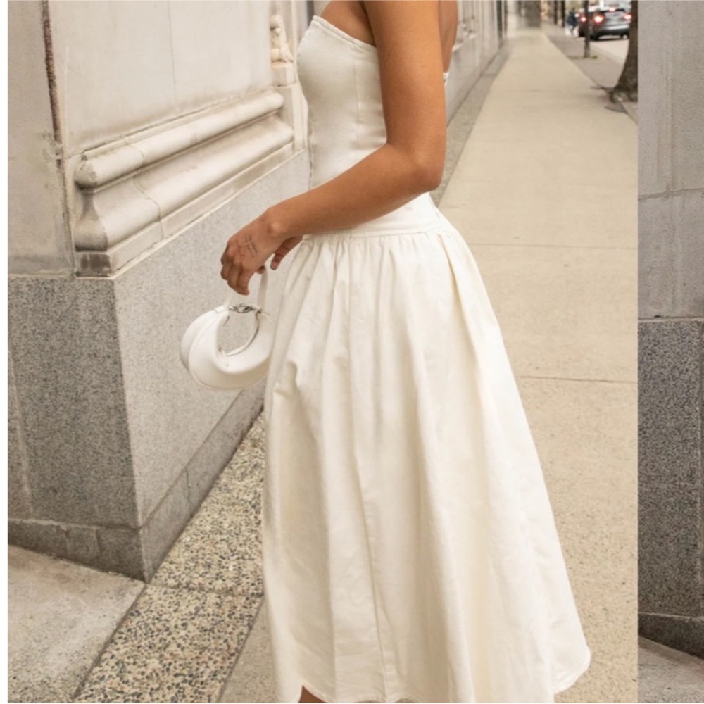 OAK + FORT Strapless Cream Dress